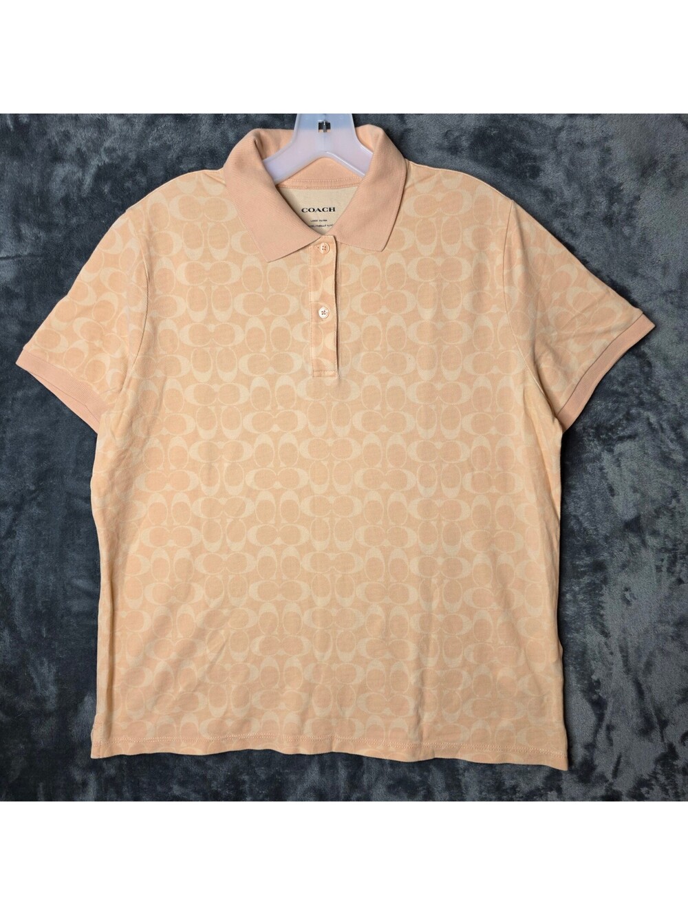 COACH Signature Pique Polo 100% Cotton Peach Women's Sz Large